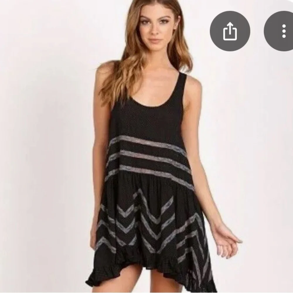 Free People Voile Trapeze Ruffle Tunic Dress black small - Picture 2 of 3